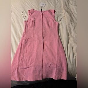 Pink Sleeveless Dress w Buttons Down Front